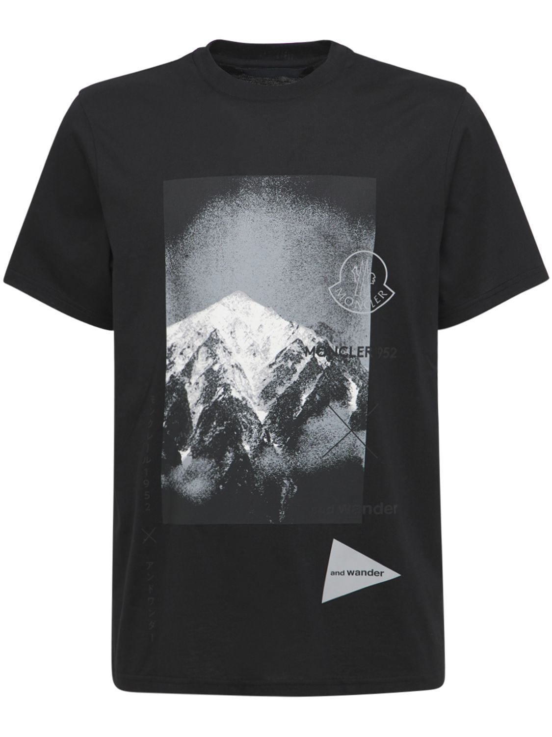 And Wander 2 Moncler 1952 Printed Cotton-jersey T-shirt In Black