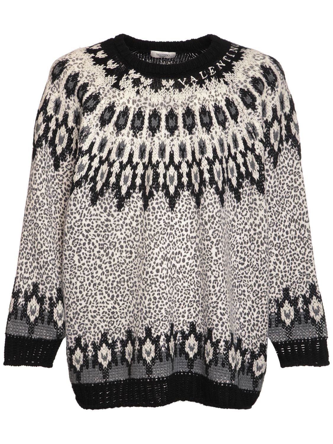 VALENTINO PRINTED & EMBROIDERED WOOL KNIT jumper,74I3GS010-WTYY0