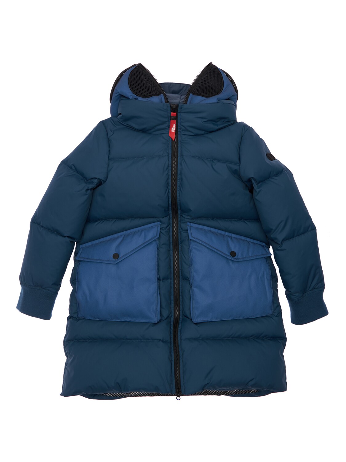 Ai Riders On The Storm Kids' Hooded Nylon Down Coat In Navy
