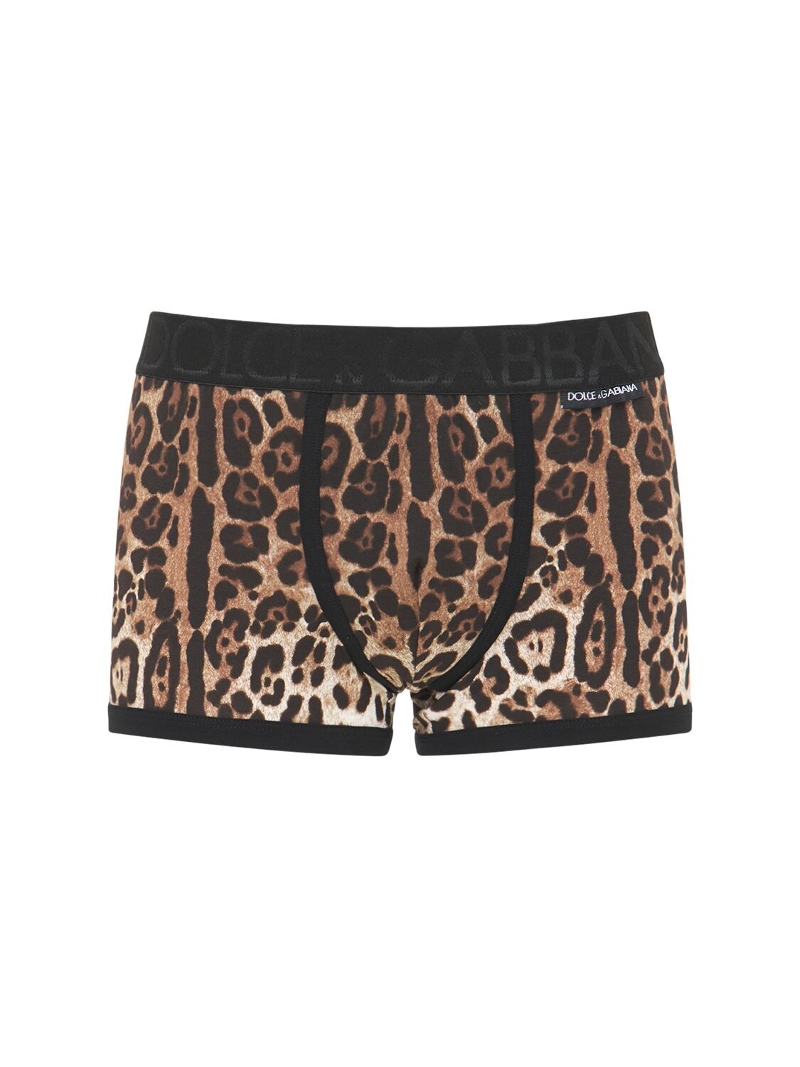 DOLCE & GABBANA LOGO LEOPARD PRINT JERSEY BOXER BRIEFS,74I3IS005-SEE5M001