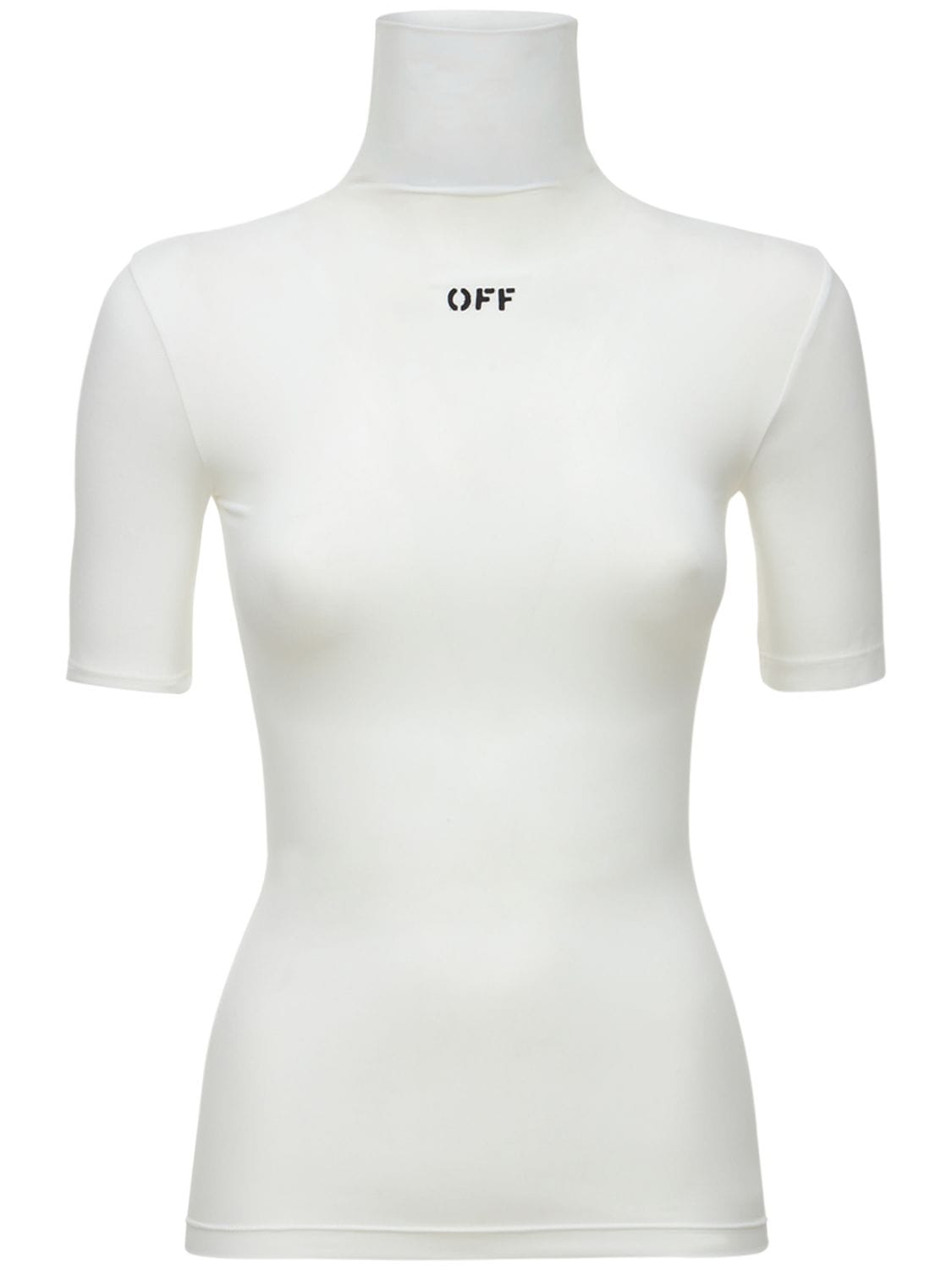 Off-white Second Skin Jersey Turtleneck Top In Белый