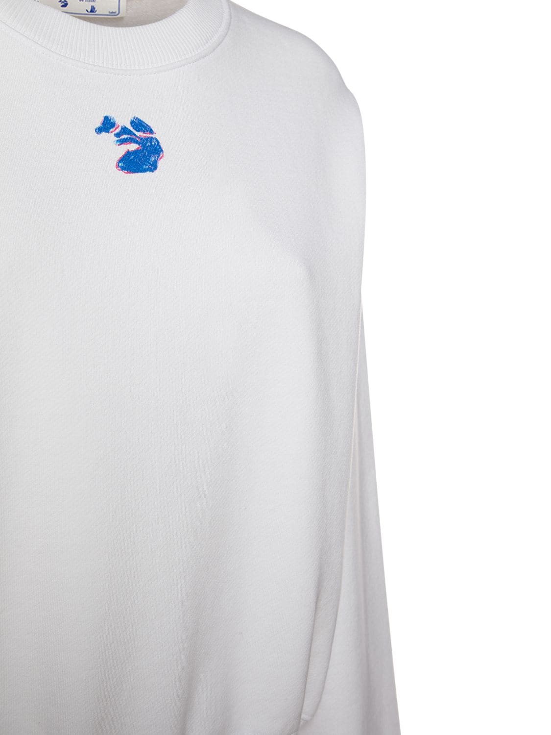 Shop Off-white Pen Logo Crop Jersey Crewneck Sweatshirt In Weiss