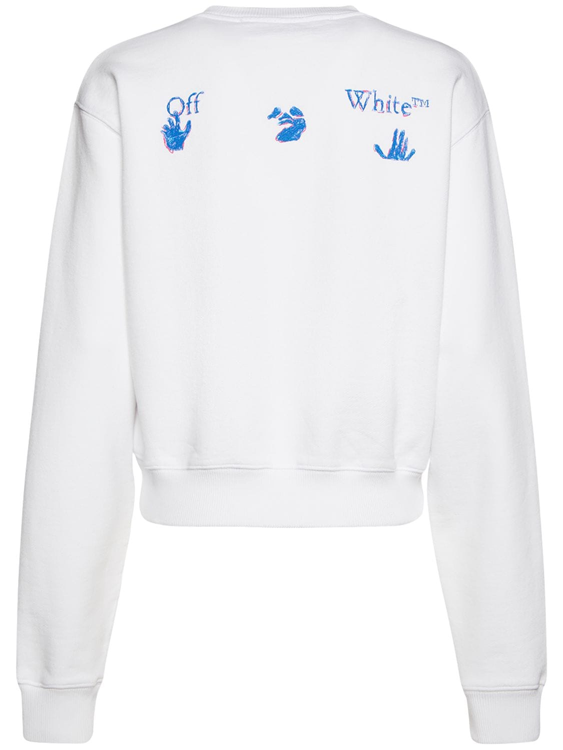 Off-white Pen Logo Crop Jersey Crewneck Sweatshirt In Weiss