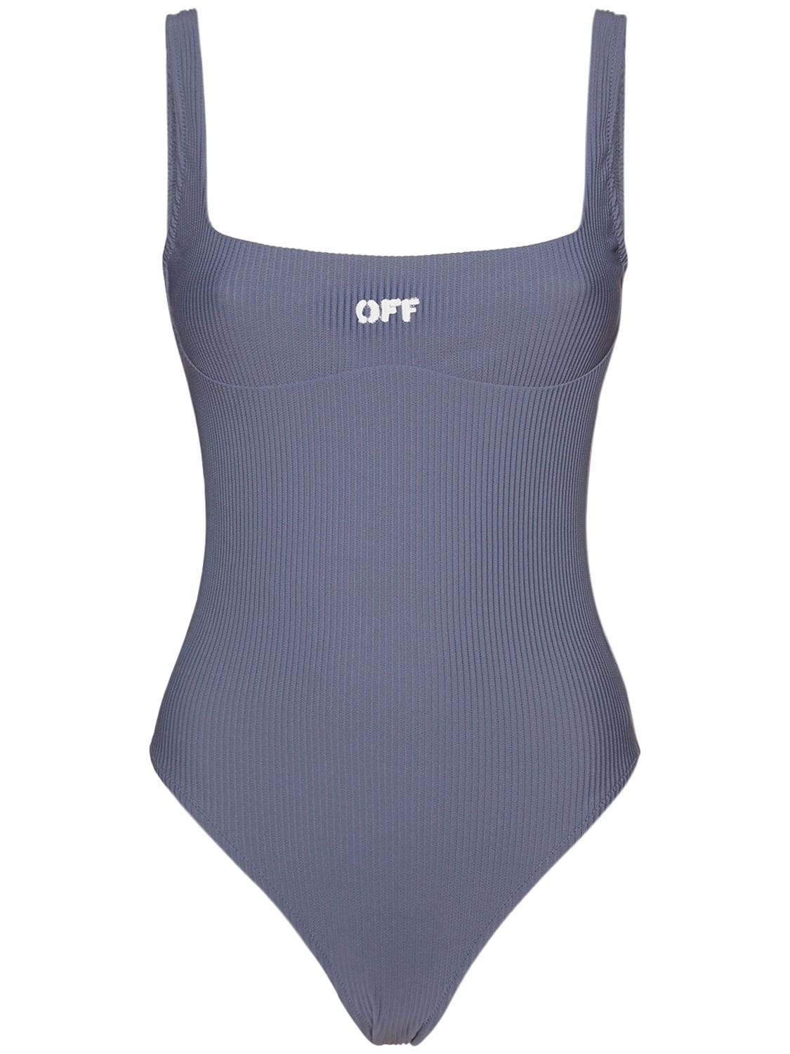 Off White Logo Ribbed One Piece Swimsuit In Grau Modesens 8999