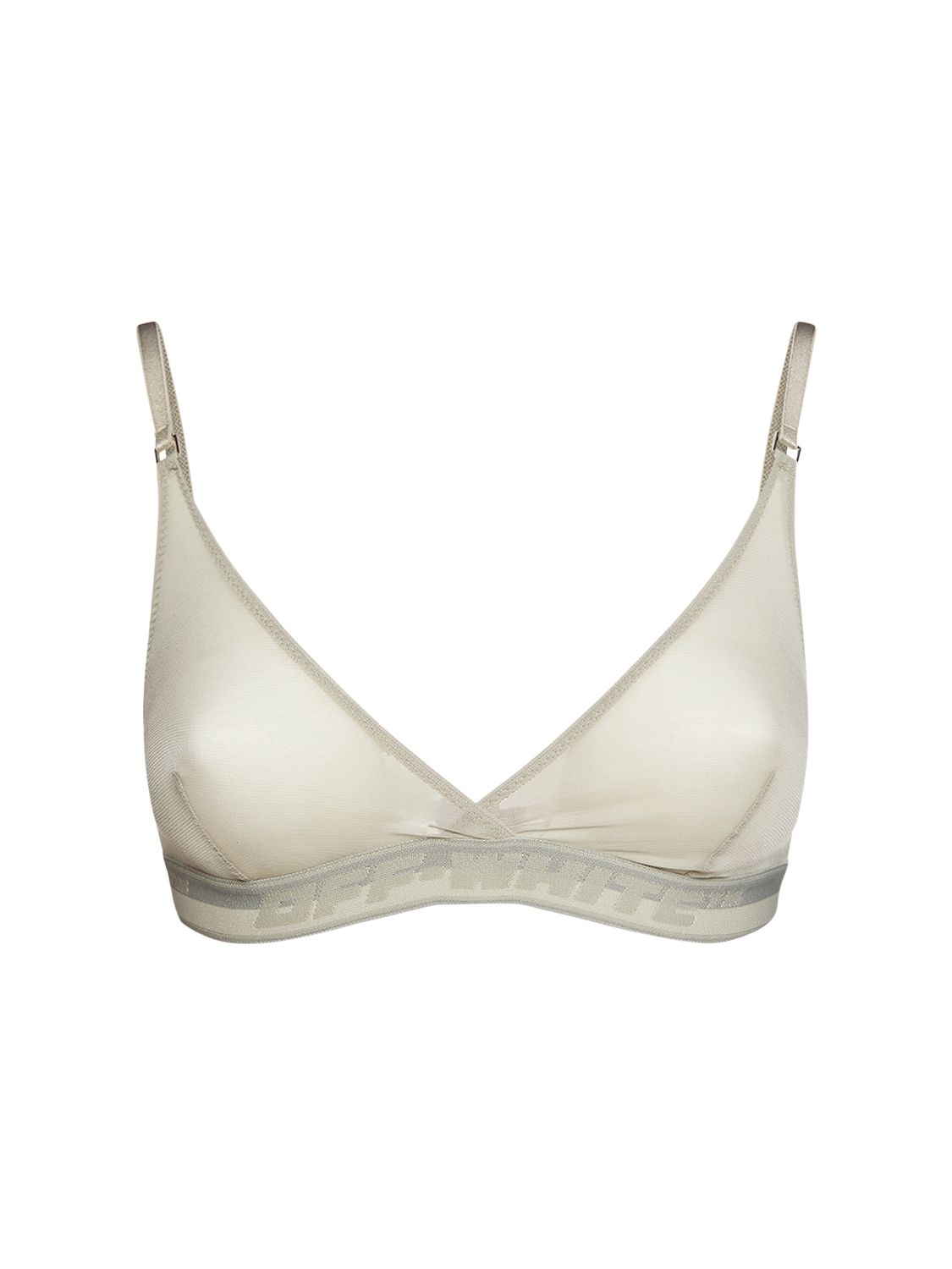 Off-white Logo Band Mesh Triangle Bra In Grey | ModeSens