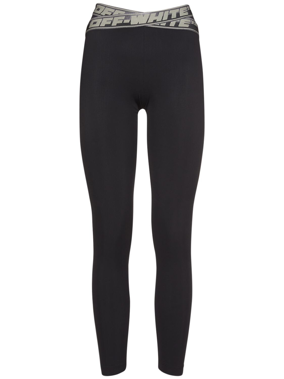 Shop Off-white Athleisure Logo Band Jersey Leggings In Black