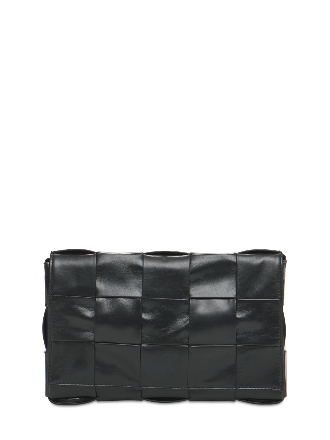 Shop Bottega Veneta Intreccio Leather Crossbody Bag In Black