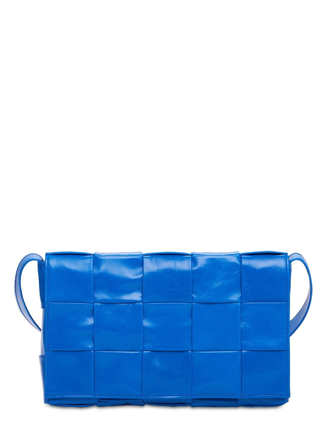 Bottega Veneta Intreccio Leather Crossbody Bag In Blue