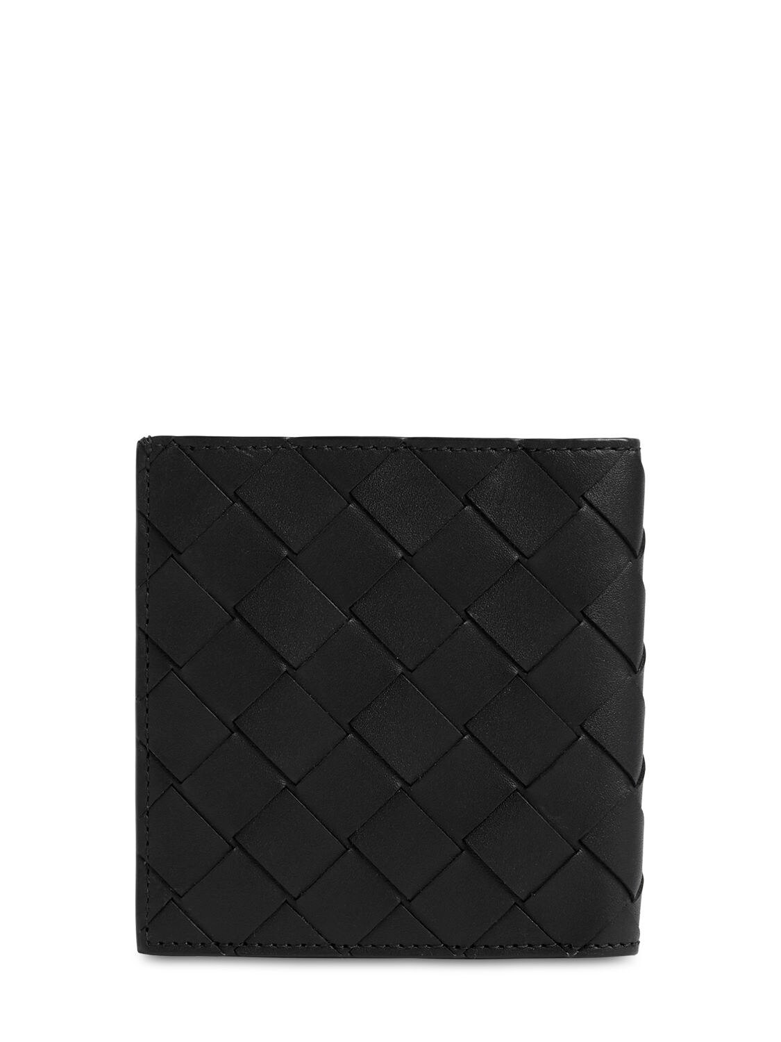 Shop Bottega Veneta Intrecciato Leather Bi-fold Wallet In Black