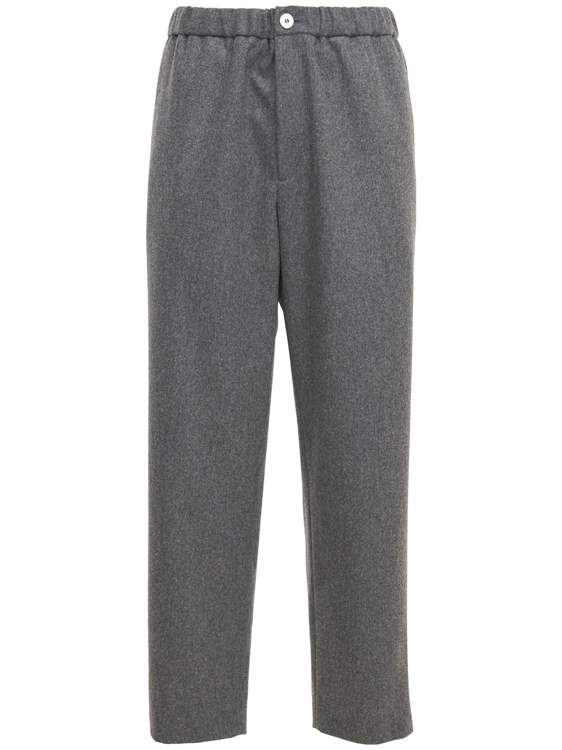Jil Sander Plus Light Compact Wool Flannel Pants In Grey