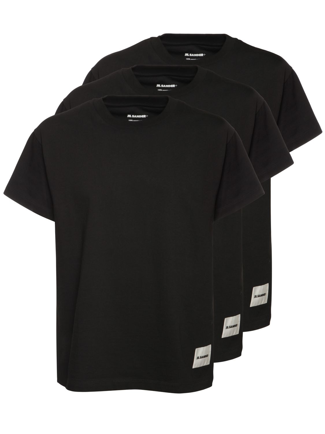 Shop Jil Sander Pack Of 3 Plus Cotton T-shirts In Black