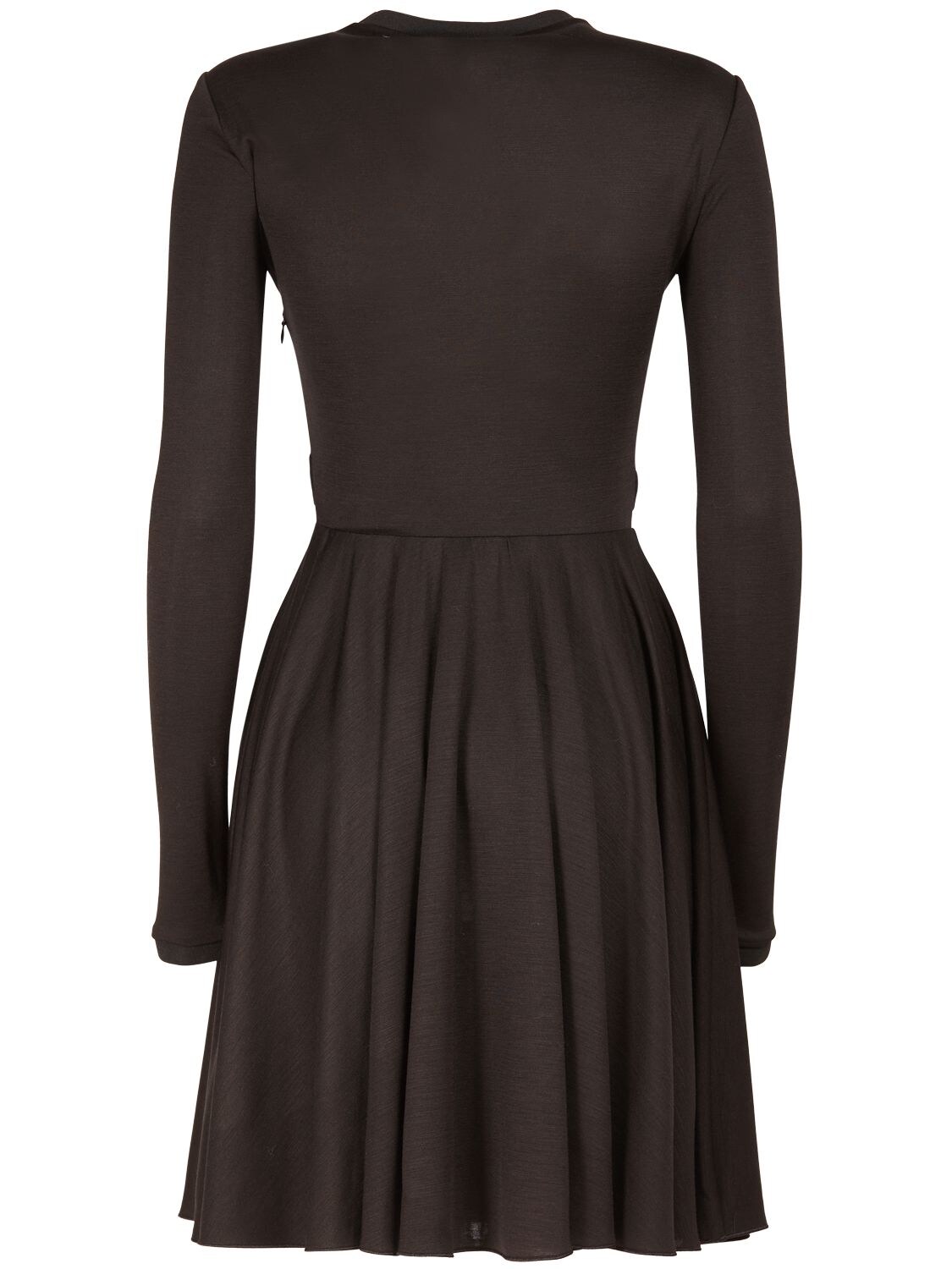 Giambattista Valli Wool Blend Jersey Mini Dress W/ Lace In Black
