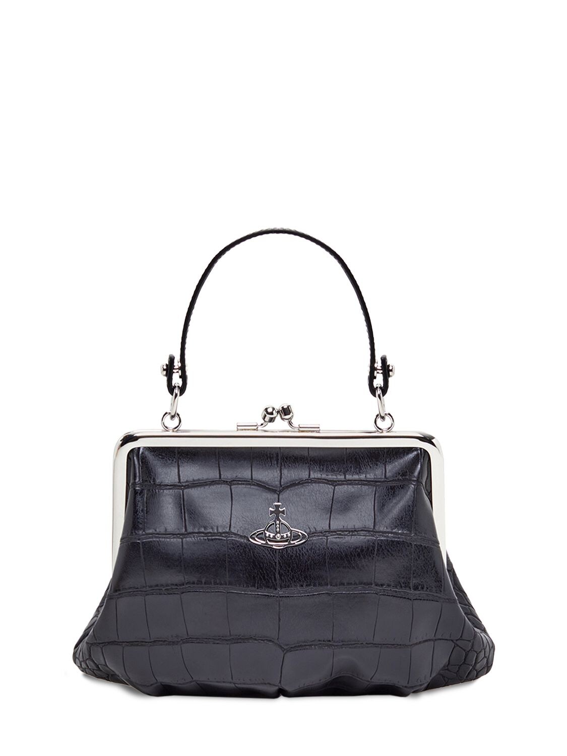 Vivienne Westwood Johanna Faux Leather Croc Embossed Bag In Black