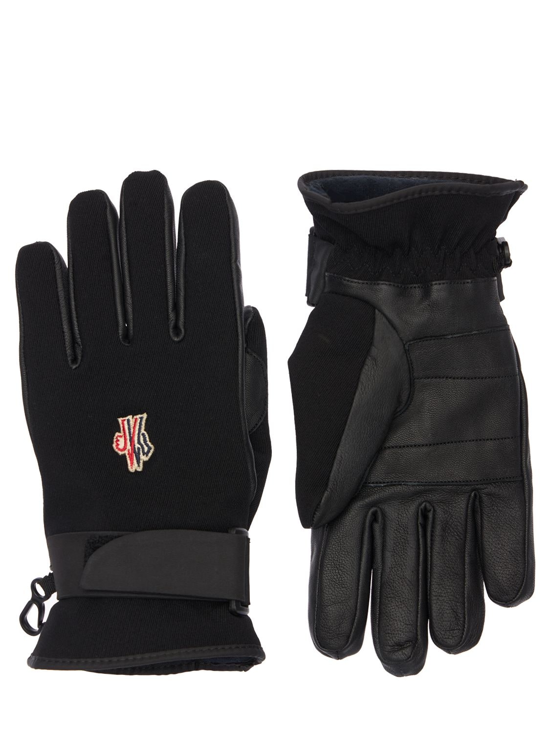 Moncler Logo Technic Gloves In Black