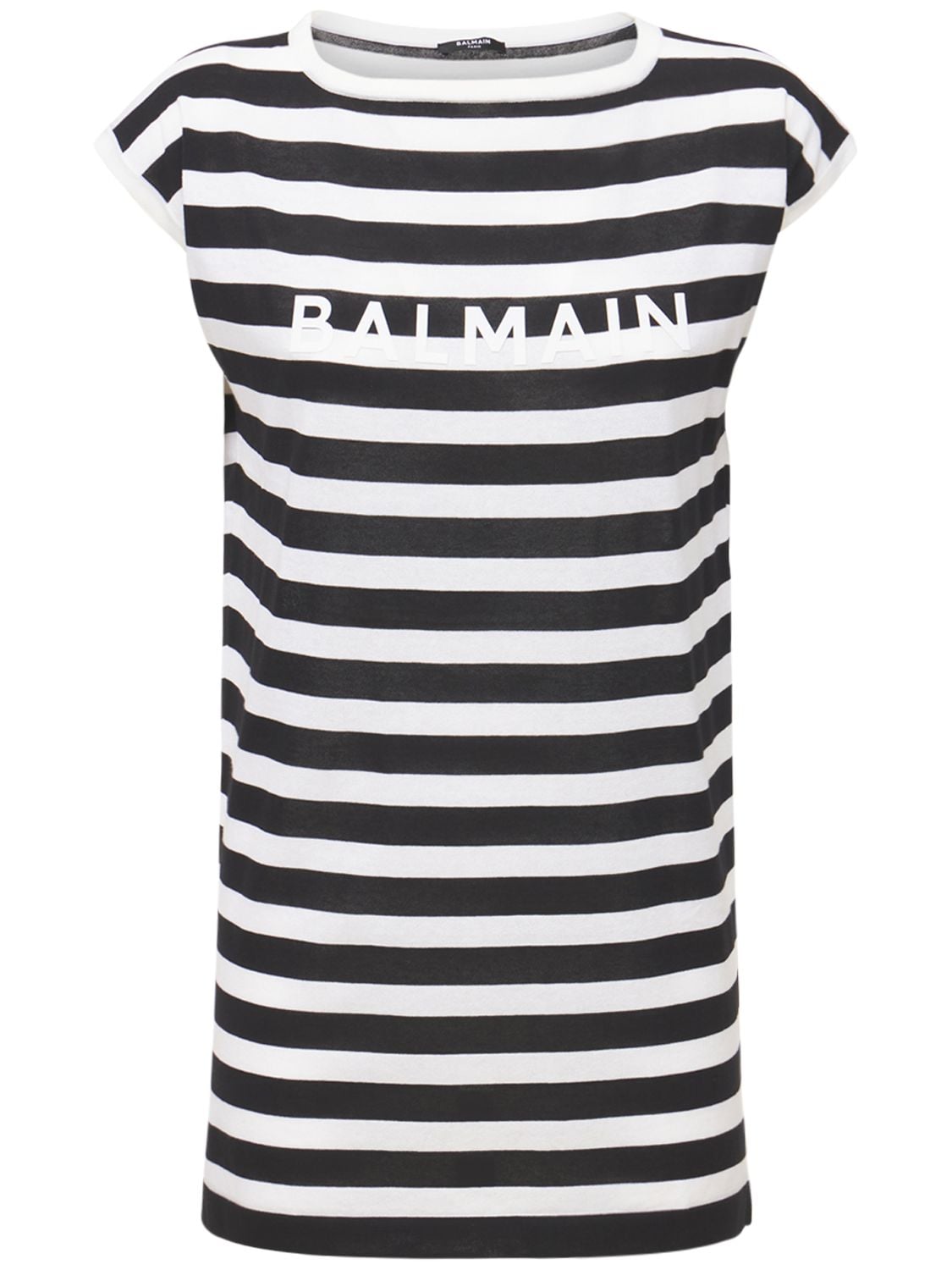 Balmain Jersey Logo Stripes Up Dress Black,white | ModeSens