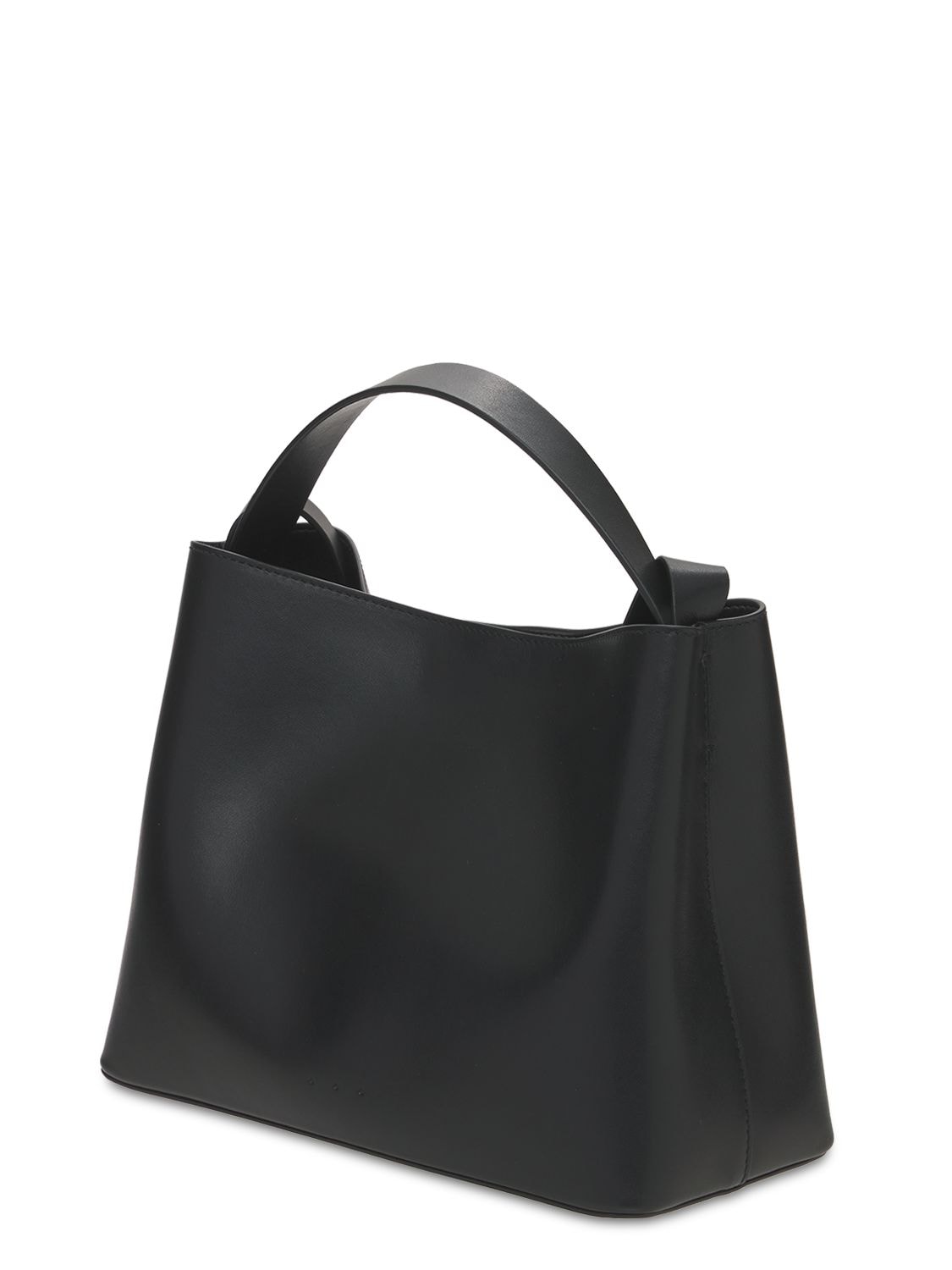 Shop Aesther Ekme Mini Sac Smooth Leather Top Handle Bag In Black