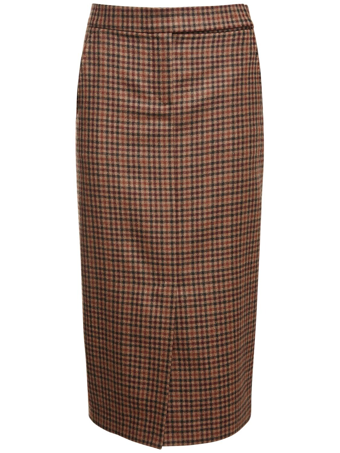 Max Mara Wool & Cashmere Check Midi Pencil Skirt In Multicolor