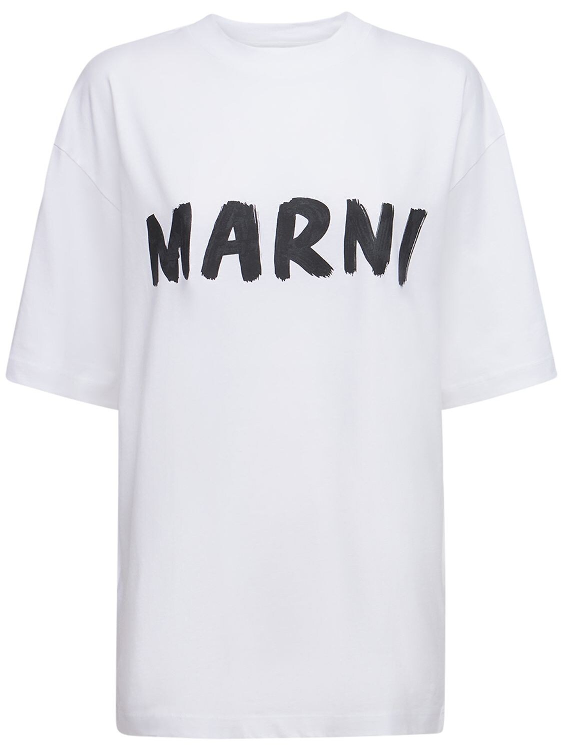 Marni - Oversize logo cotton jersey t-shirt - White/Black | Luisaviaroma