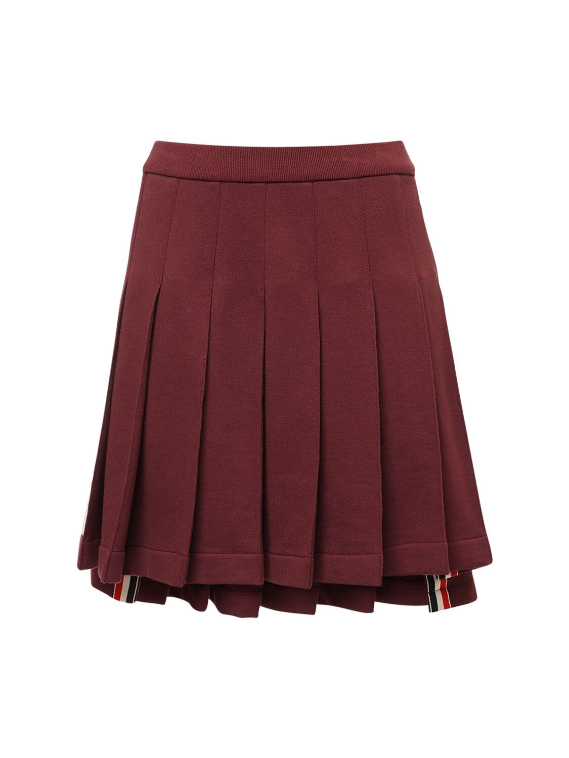 THOM BROWNE COTTON JERSEY PLEATED MINI SKIRT,74I515024-NJAX0