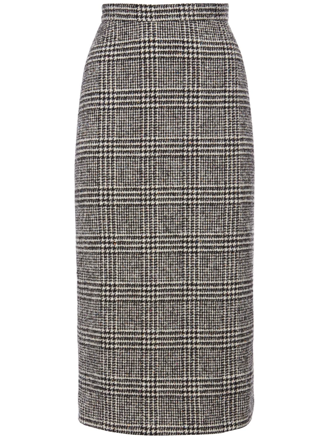 Prince Of Wales Wool Blend Midi Skirt