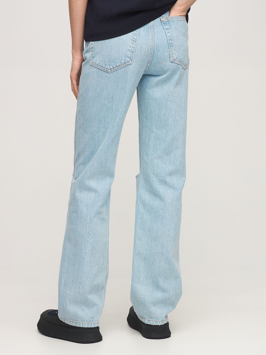 Shop Re/done 90s High-rise Distressed Loose Jeans In Bleached Blue