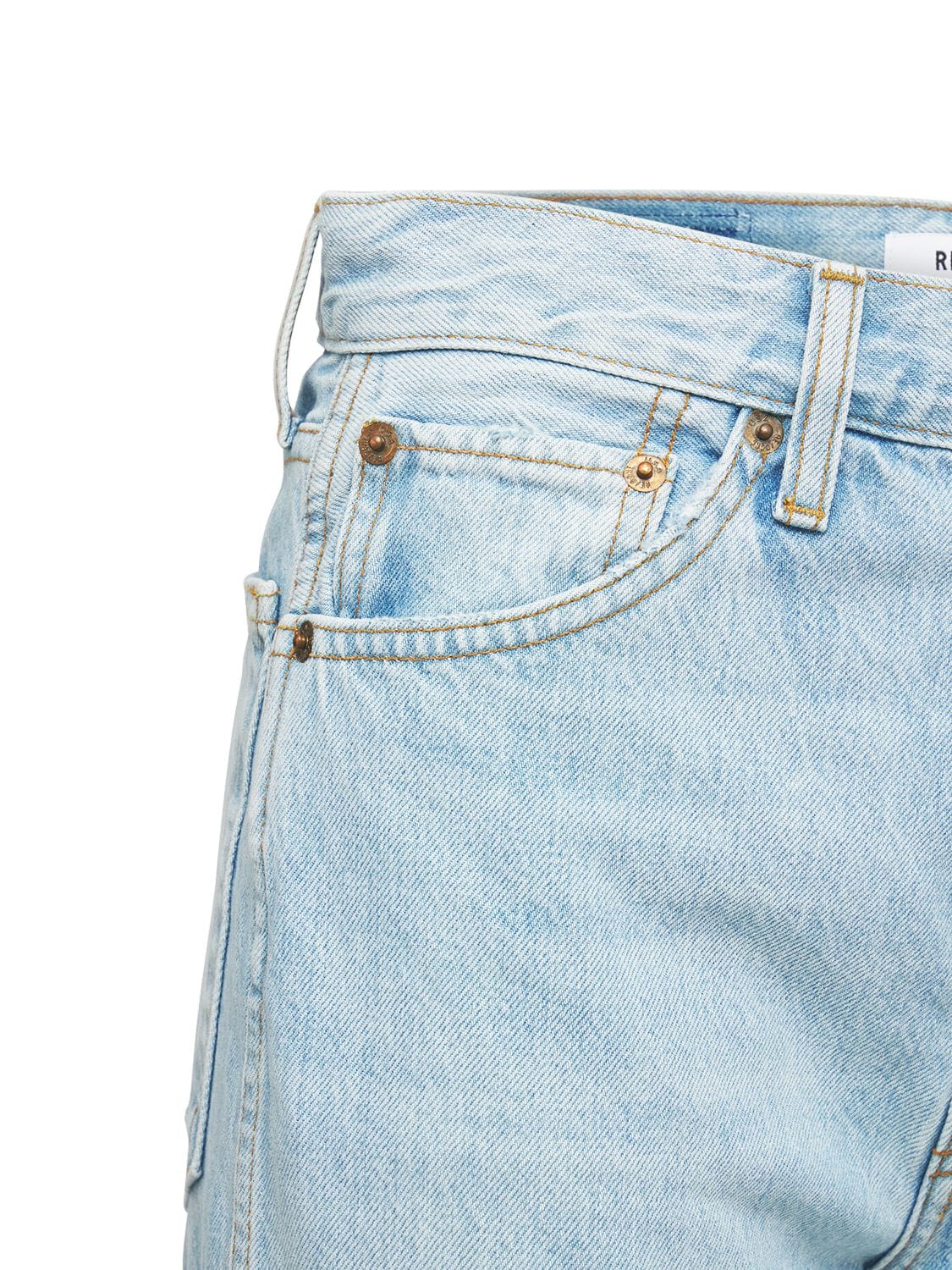 Shop Re/done 90s High-rise Distressed Loose Jeans In Bleached Blue