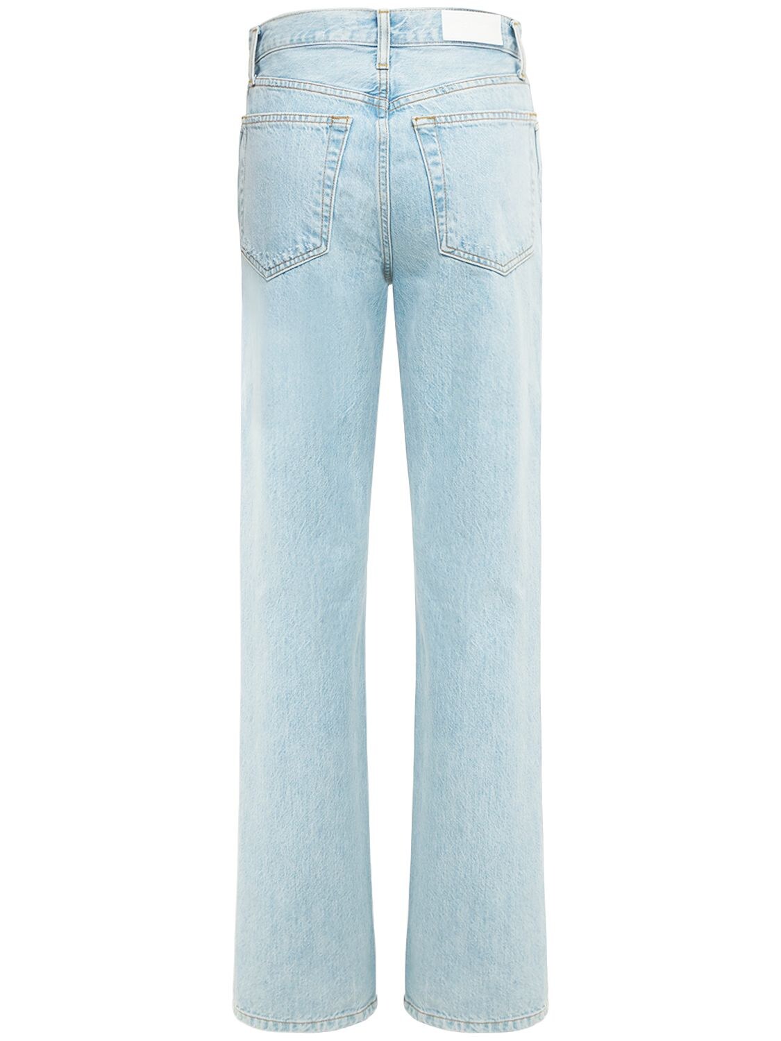 Shop Re/done 90s High-rise Distressed Loose Jeans In Bleached Blue