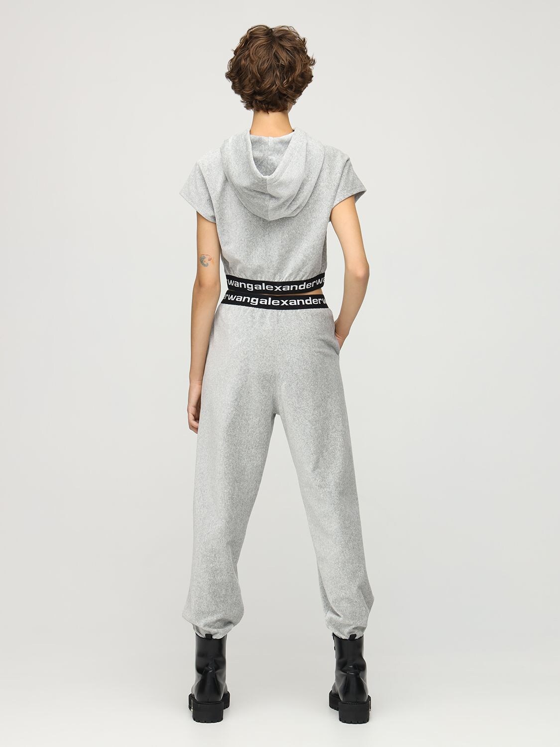 Shop Alexander Wang Stretch Corduroy Sweatpants W/ Logo In Grey