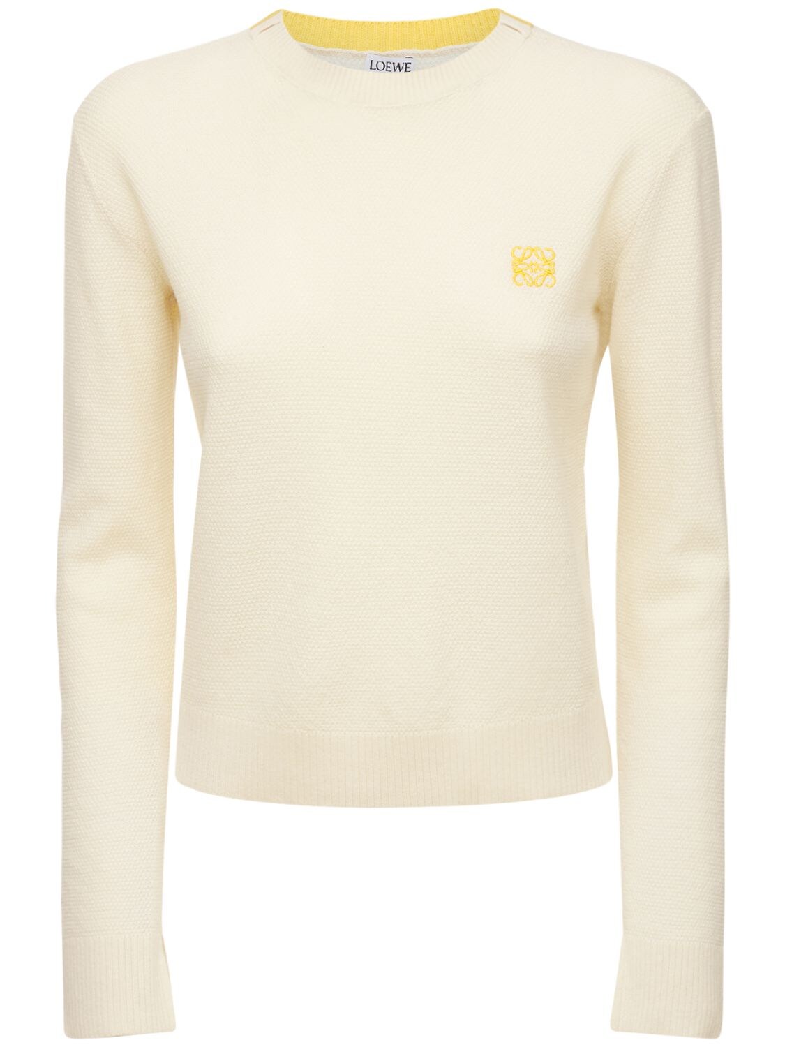 Loewe - Logo wool & cotton piqué sweater - Ecru | Luisaviaroma
