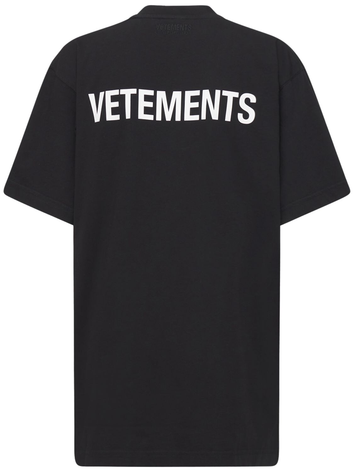 Vetements Logo棉质平纹针织t恤 In Black