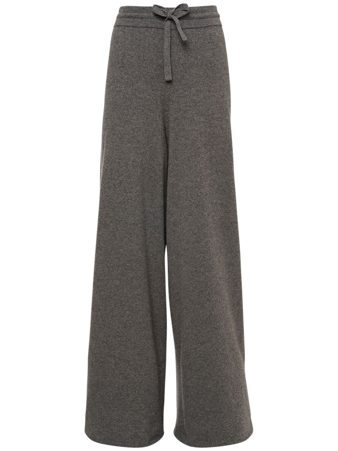 JIL SANDER CASHMERE KNIT RIB WIDE LEG PANTS,74I5C7081-MDMW0