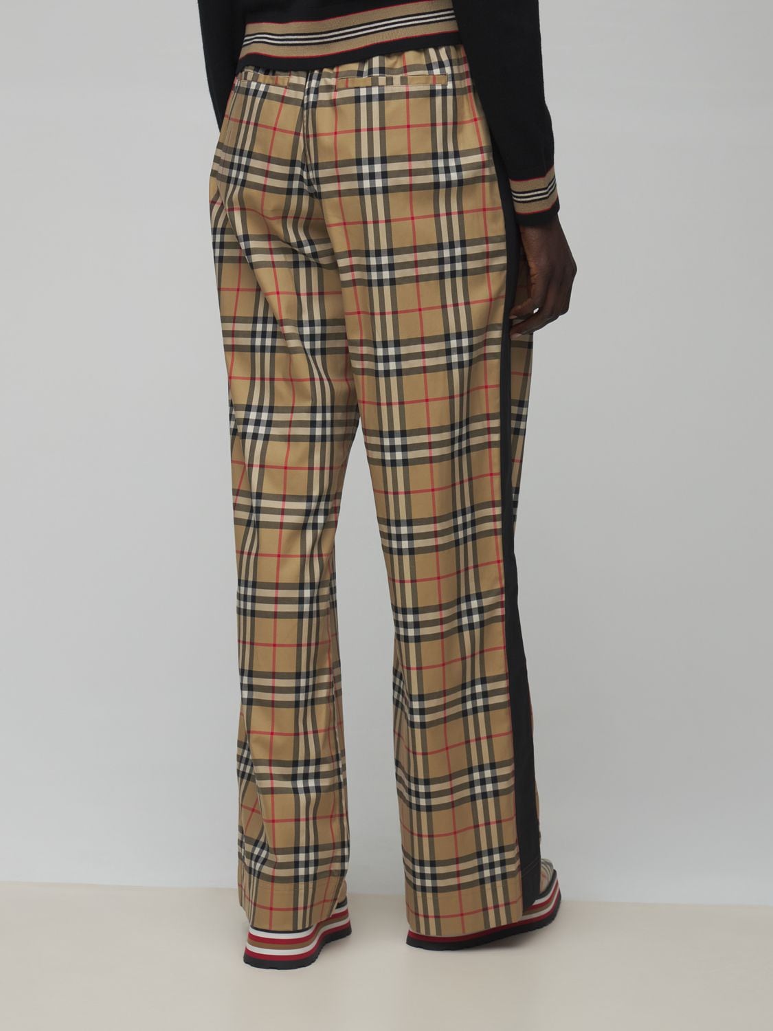 Shop Burberry Louane Check Stretch Cotton Pants In Multicolor