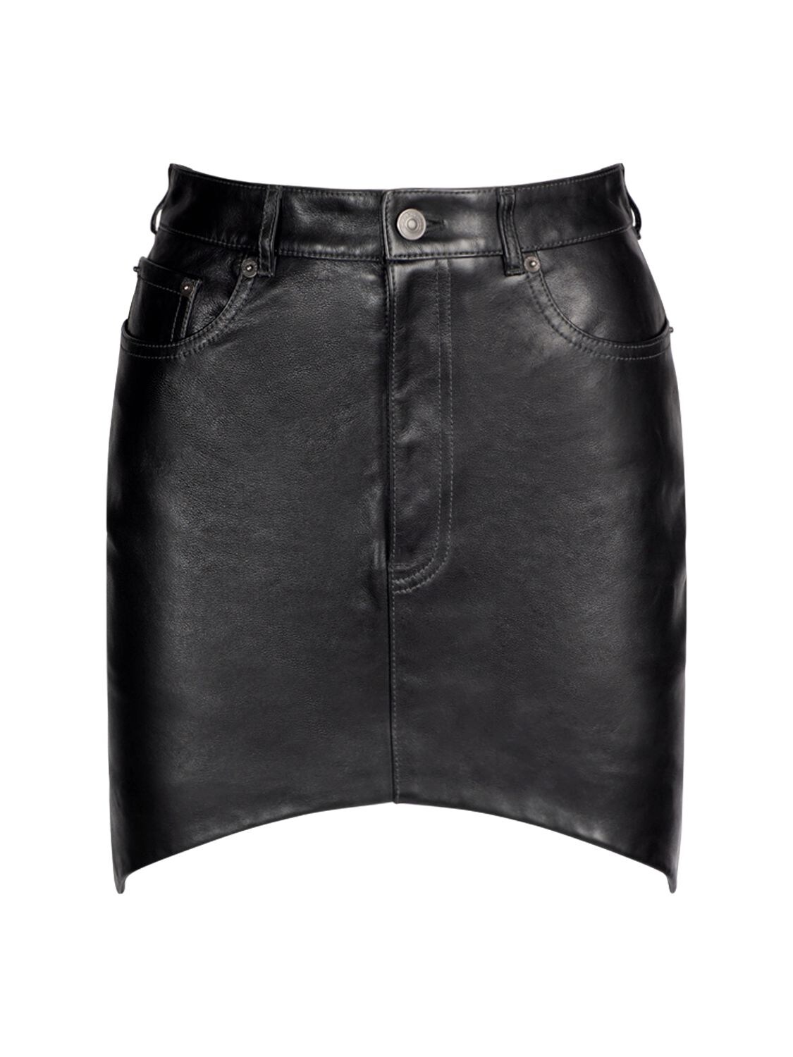 BALENCIAGA LEATHER HOURGLASSES MINI SKIRT,74I5CI018-MTAWMA2