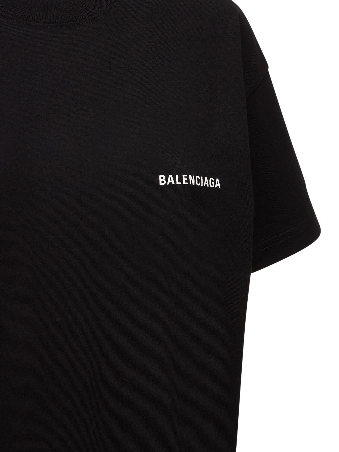 Shop Balenciaga Logo Printed Medium Fit Jersey T-shirt In Black