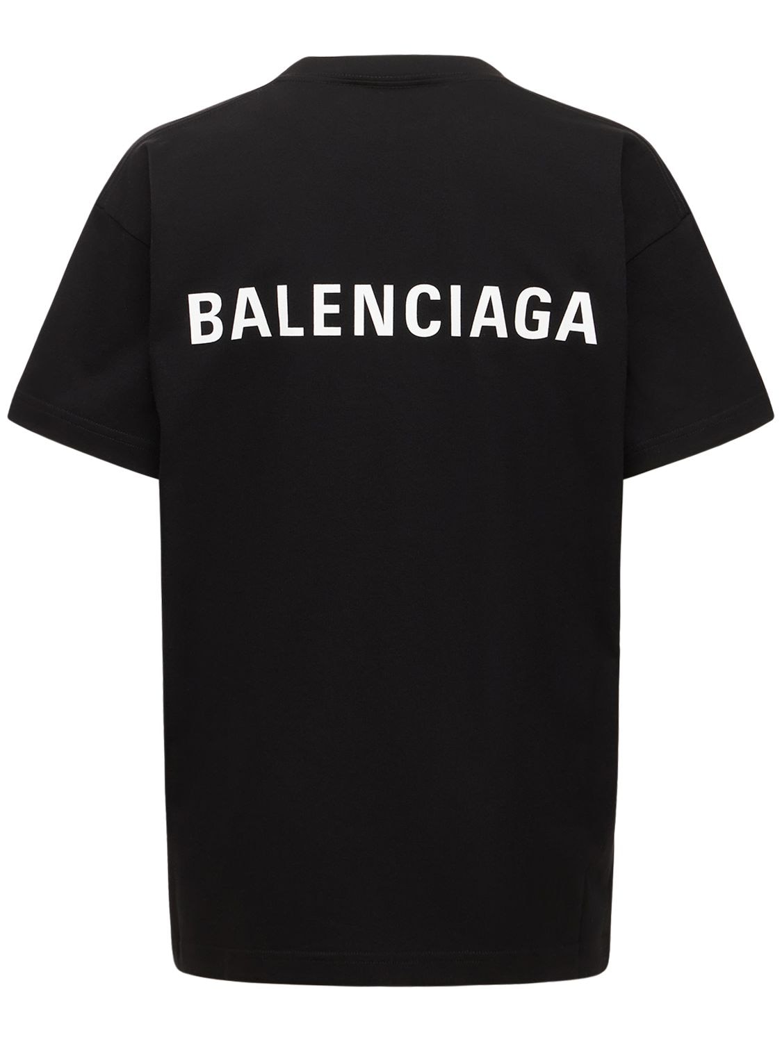 Shop Balenciaga Logo Printed Medium Fit Jersey T-shirt In Black