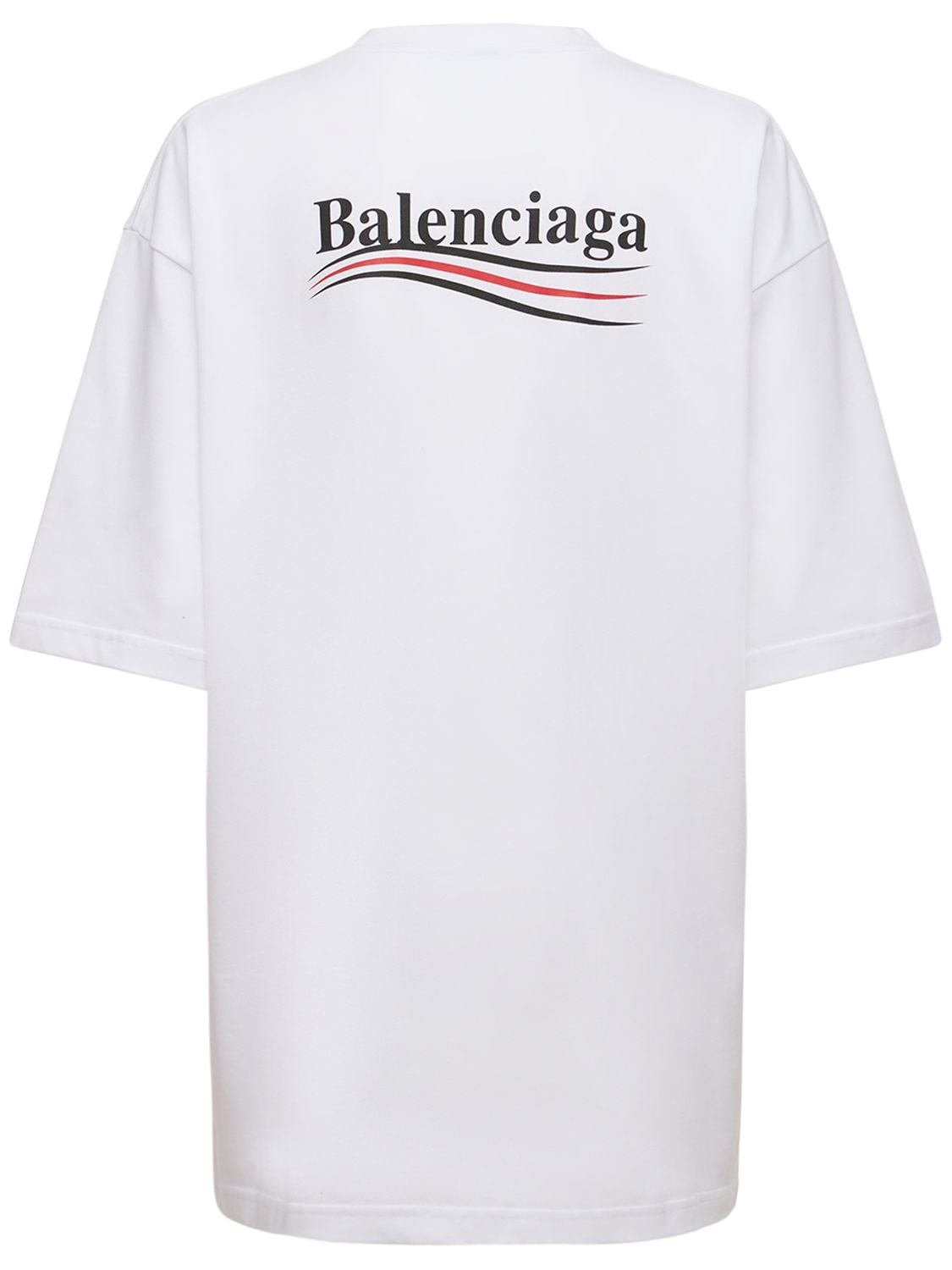 Shop Balenciaga Oversize Political Logo Jersey T-shirt In White
