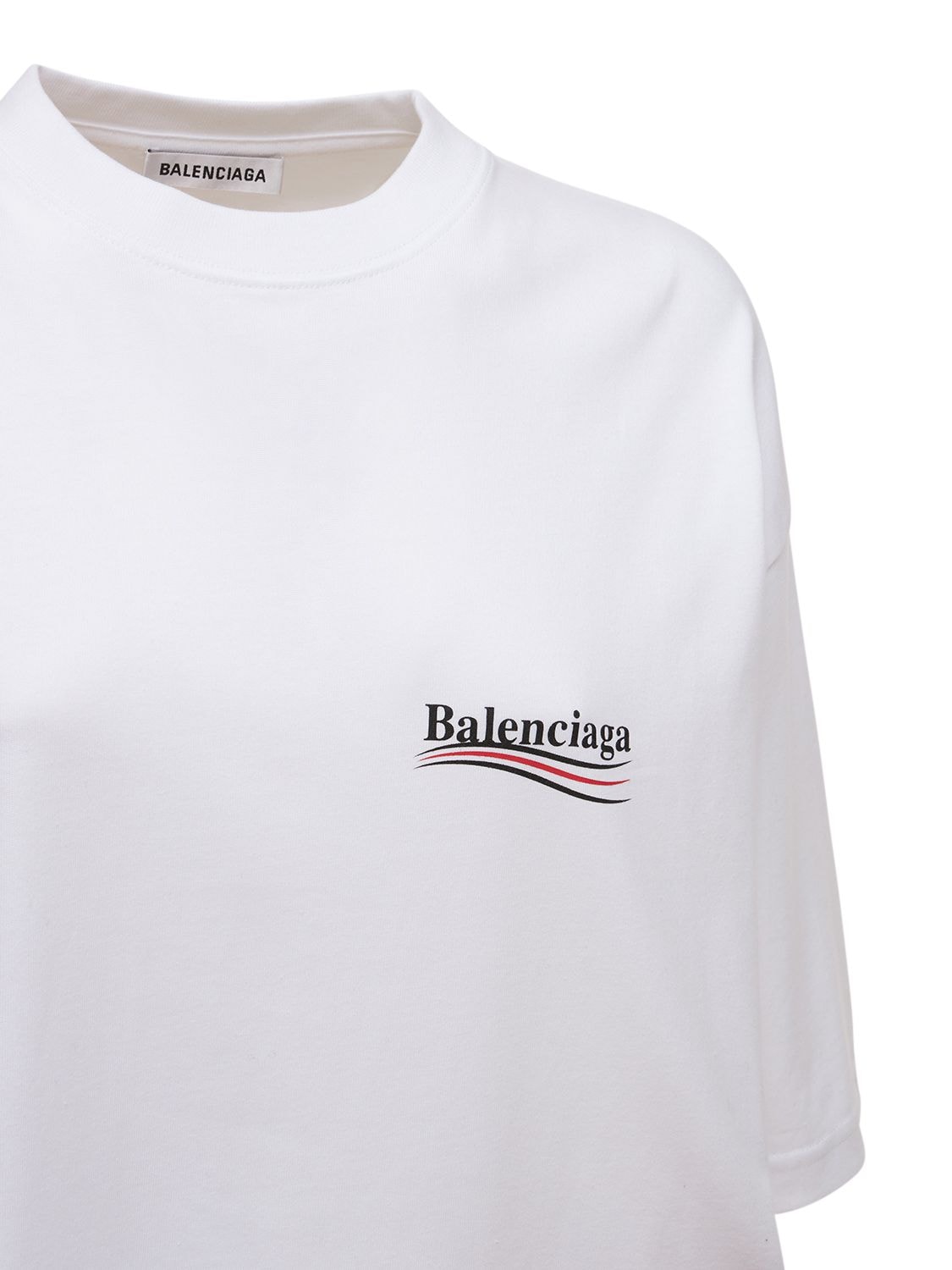 Shop Balenciaga Oversize Political Logo Jersey T-shirt In White