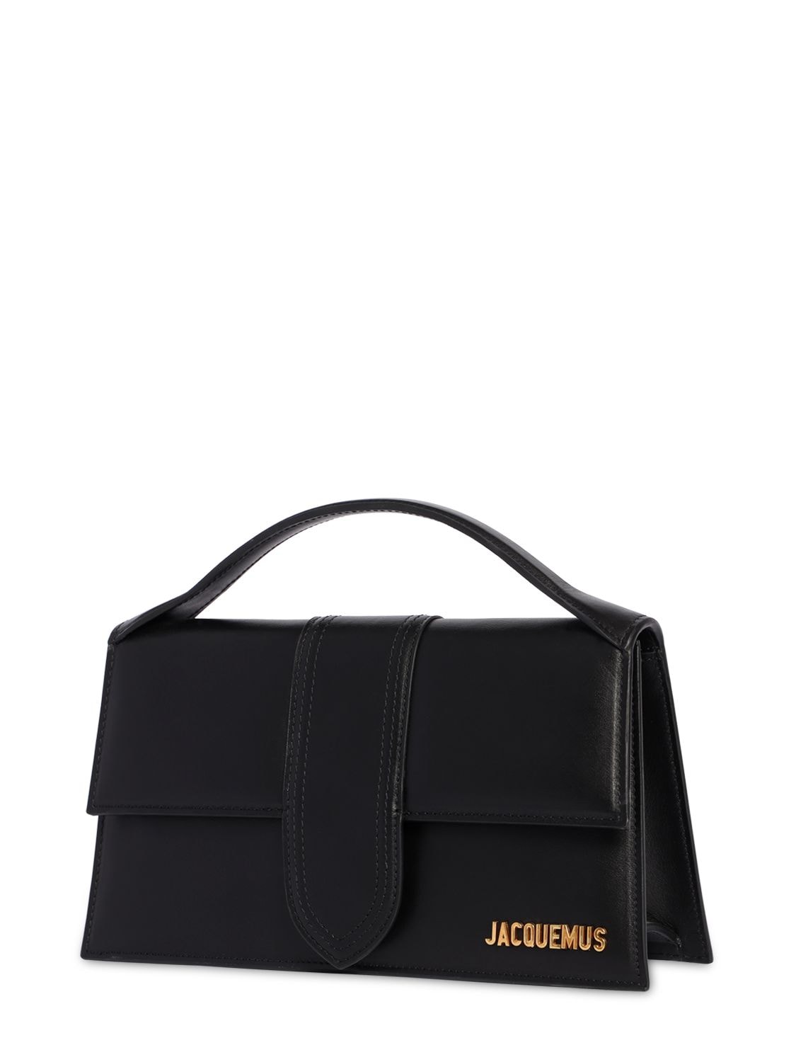 Shop Jacquemus Le Grand Bambino Leather Top Handle Bag In Black