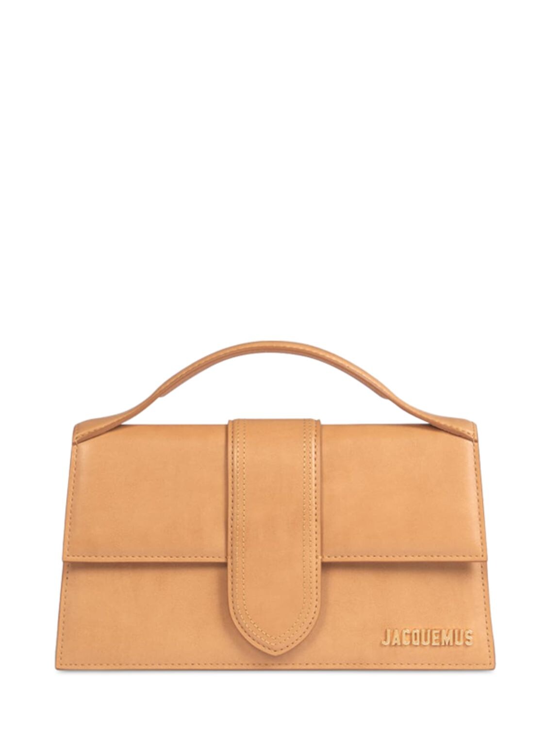 Jacquemus Le Grand Bambino Leather Top Handle Bag In Бежевый 