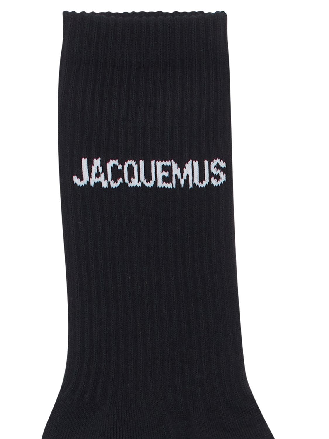 Shop Jacquemus Les Chaussettes Logo Knit Socks In Black
