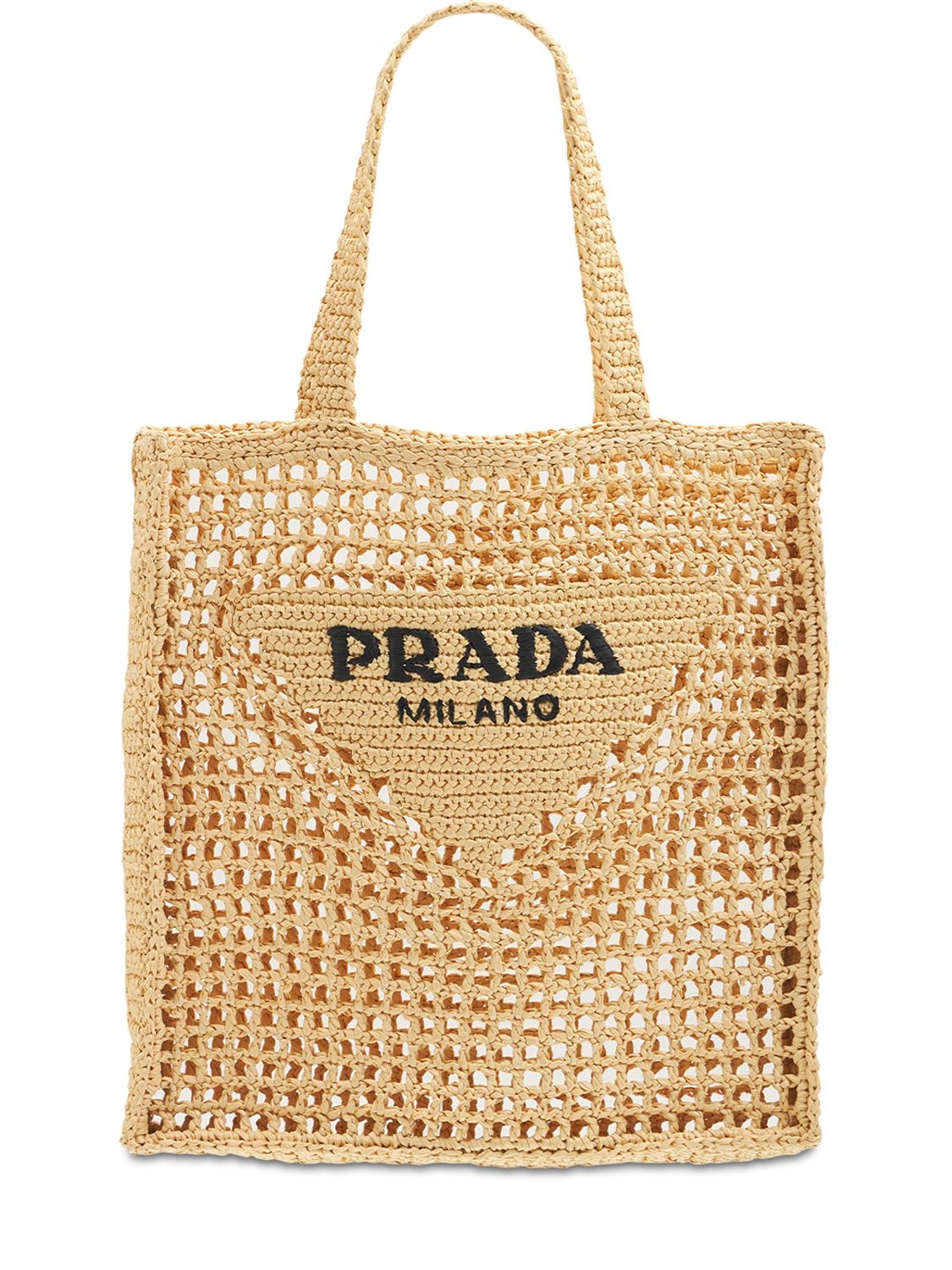 Prada Logo Straw Shopping Tote Bag In Naturale | ModeSens