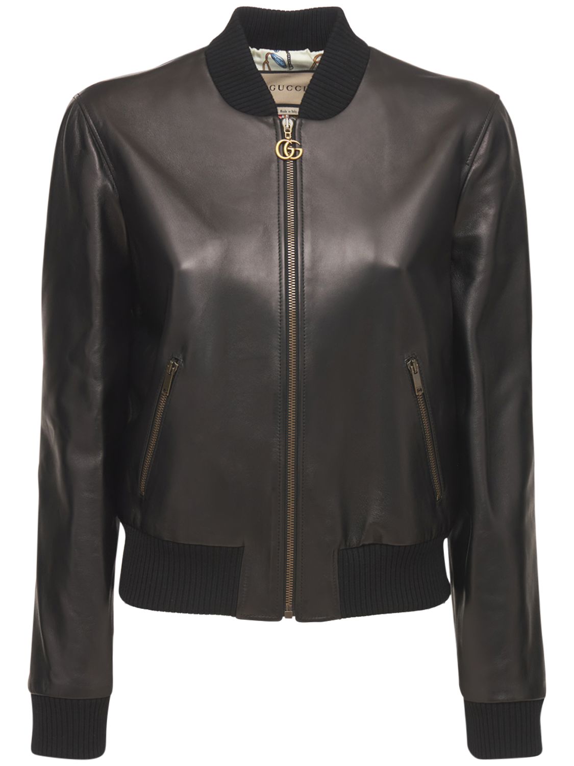 Leather Bomber Jacke...
