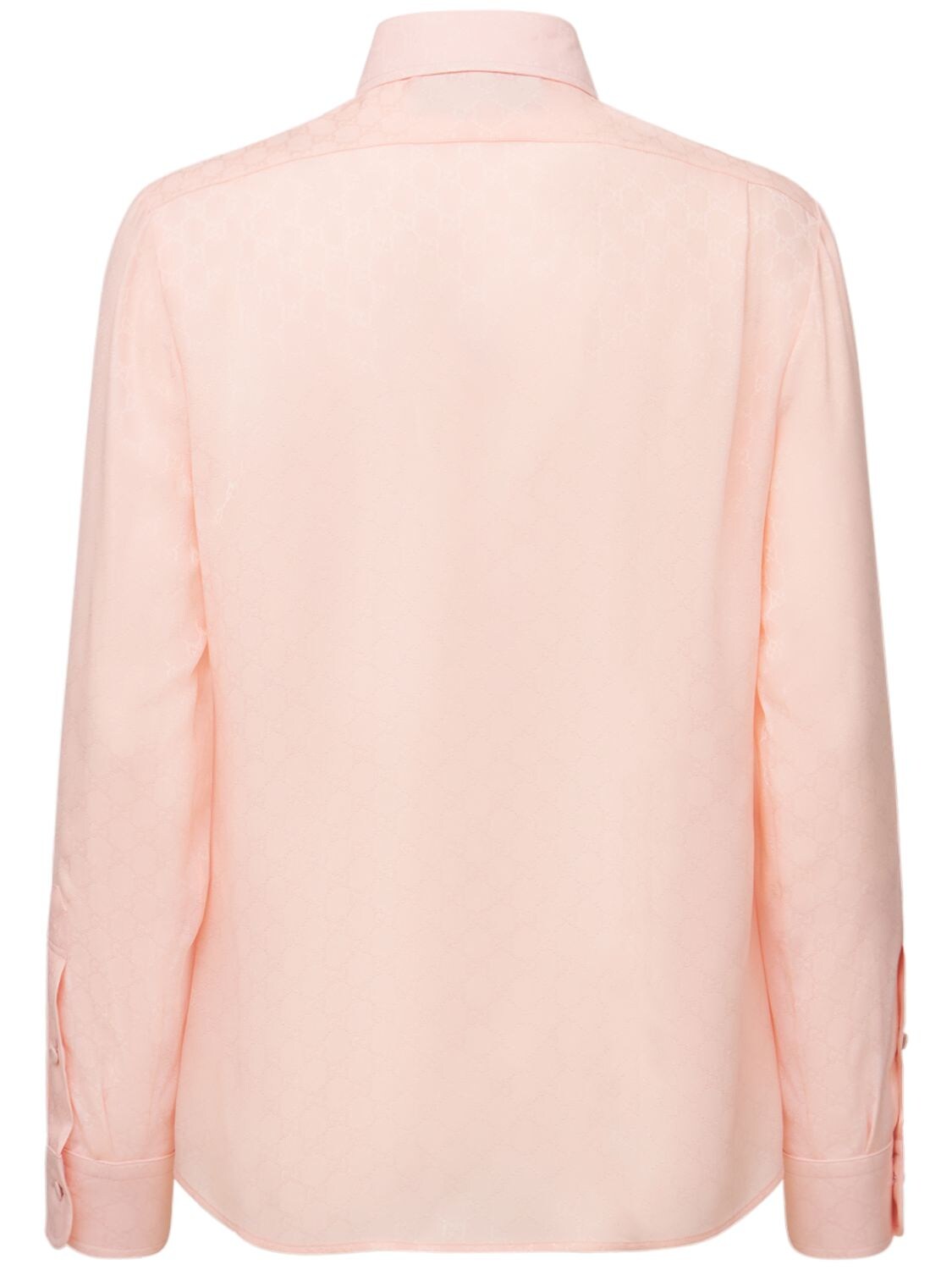 Shop Gucci Gg Jacquard Silk Crepe Shirt In Pink