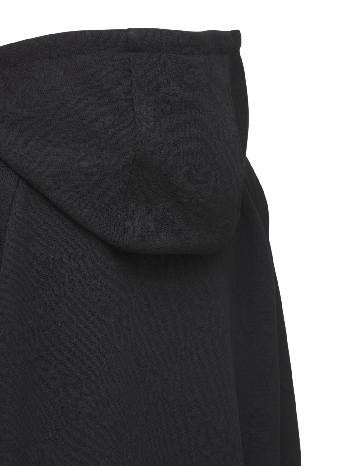 Shop Gucci Logo Jacquard Jersey Jacket W/ Hood In Black