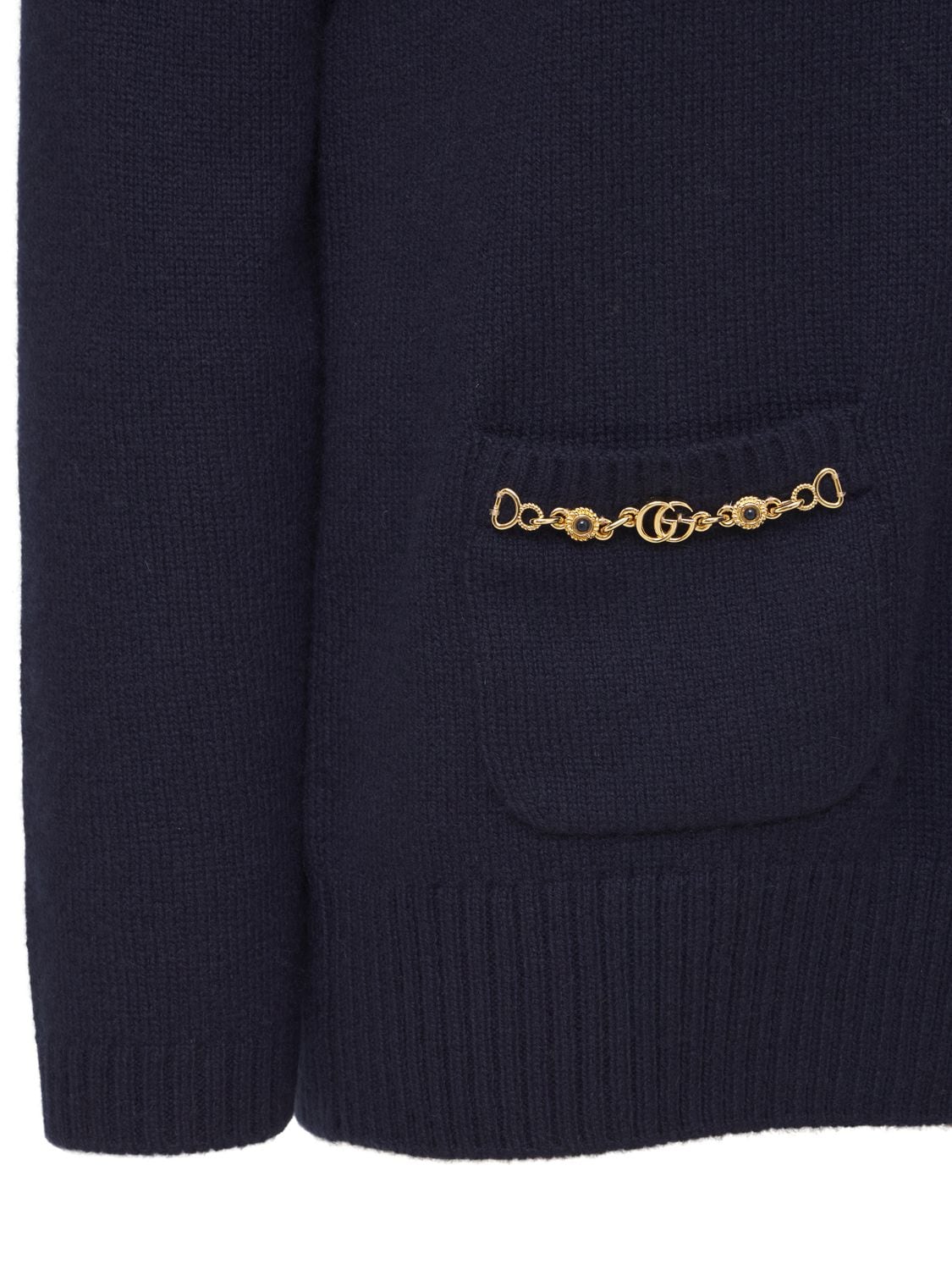 Shop Gucci Cashmere Knit Cardigan In 블루,멀티