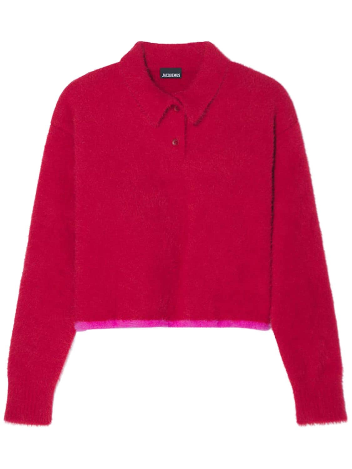 Shop Jacquemus Le Polo Neve Knit Sweater In Красный,фуксия