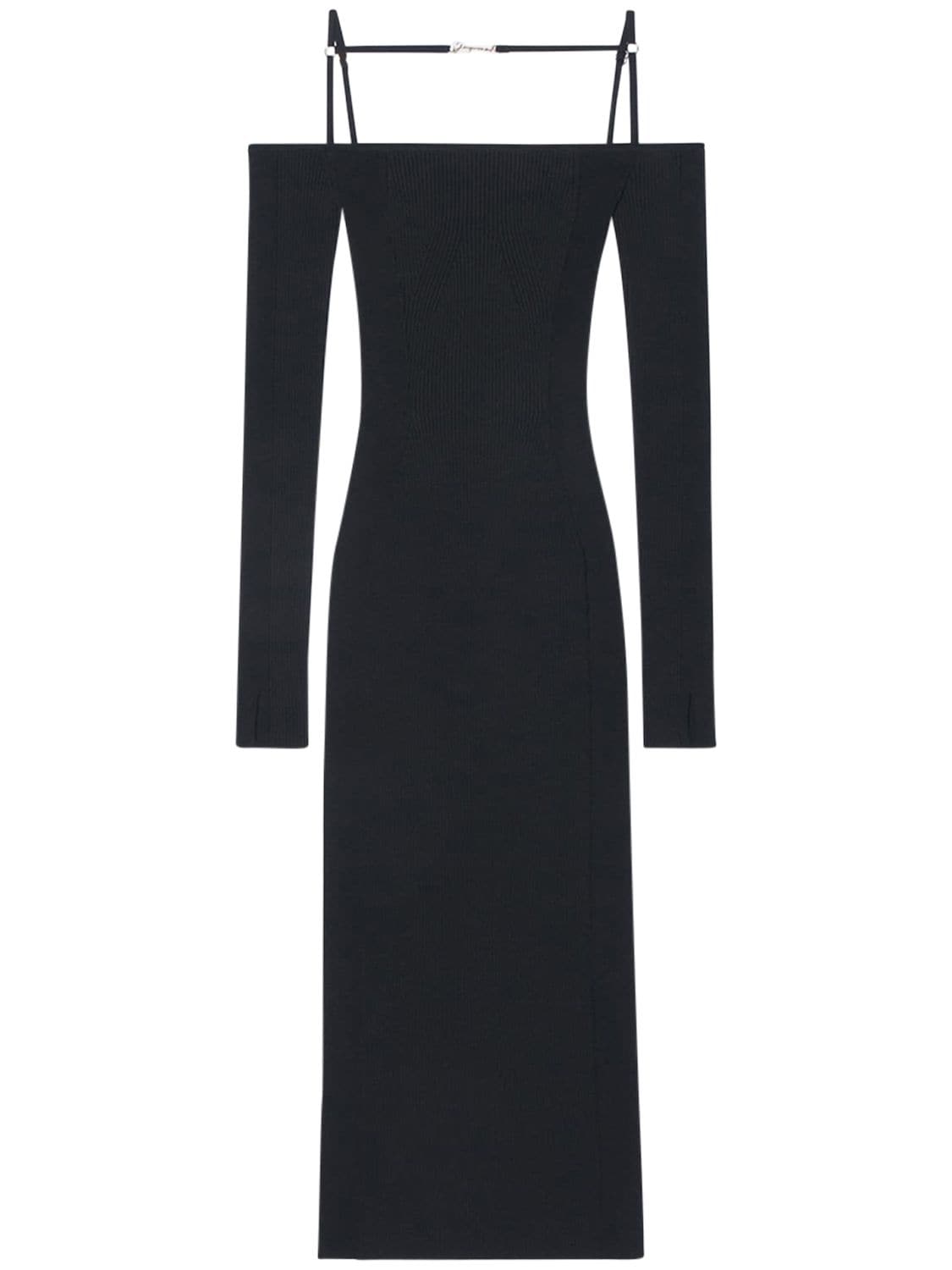 Shop Jacquemus La Robe Sierra Viscose Blend Midi Dress In Black