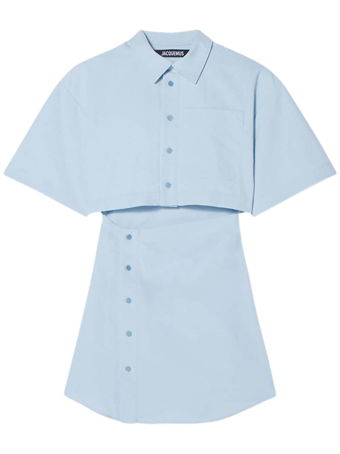 Jacquemus La Dressing Gown Arles Mini Shirt Dress In Голубой