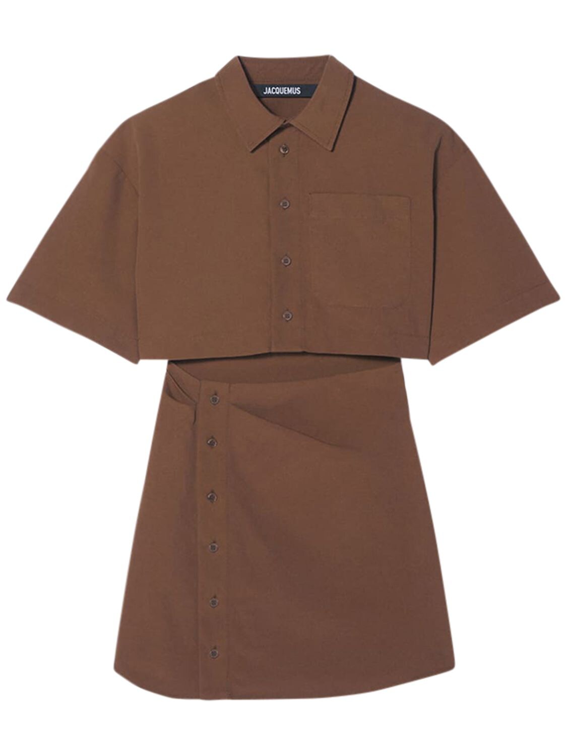 Jacquemus Brown 'la Robe Arles' Short Dress In Желтовато-коричневый