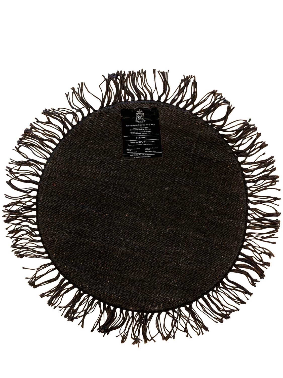 Shop Studio Maleki Cocco Round Handmade Jute Rug W/ Fringes In Black
